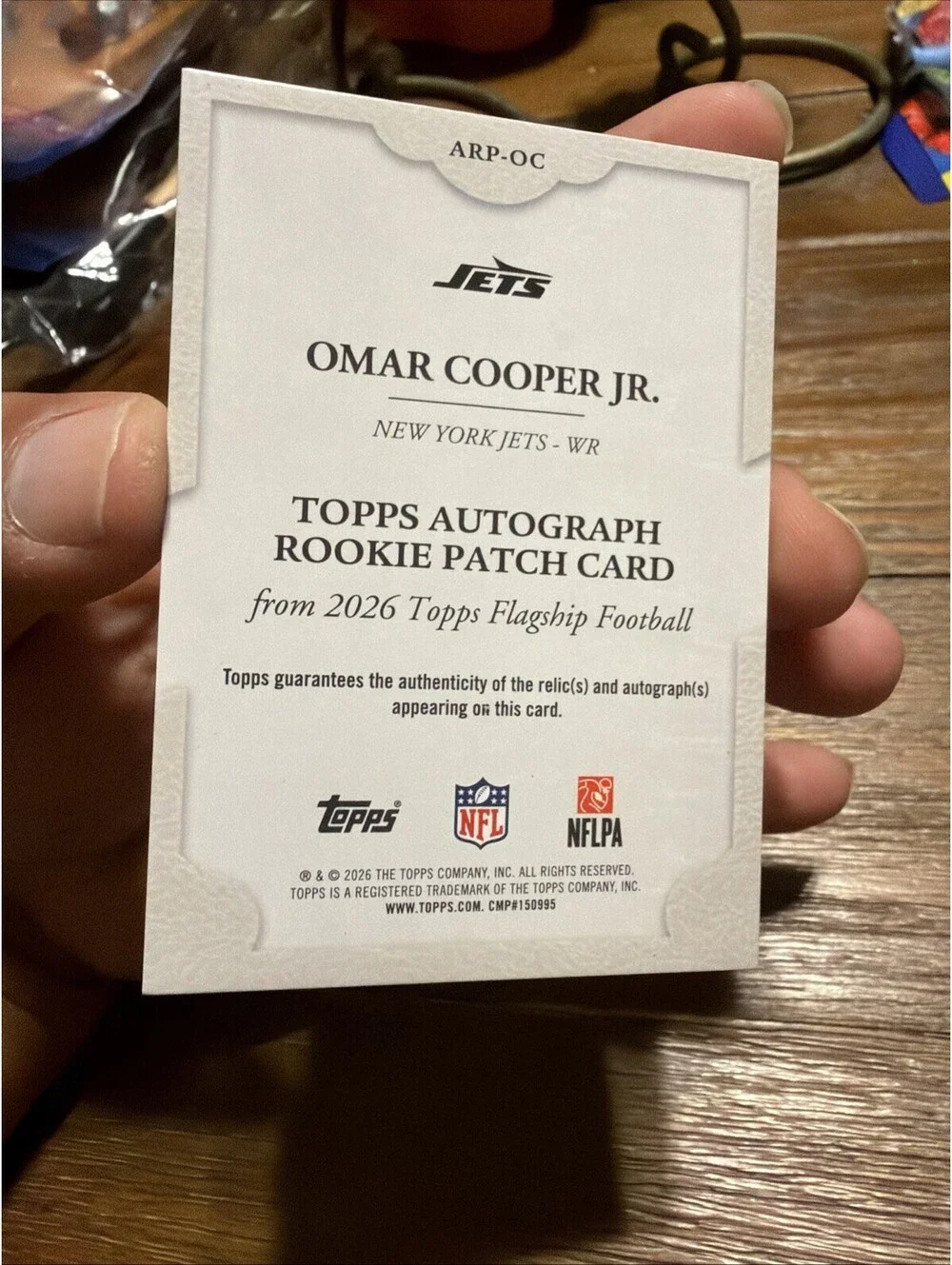 2026 Topps Flagship Football Omar Cooper Jr. ARP-OC Auto RC Patch 87/99 jersey #